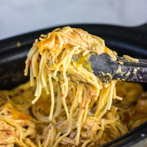 Crock Pot Cheesy Chicken Spaghettini - Complete Comfort Foods